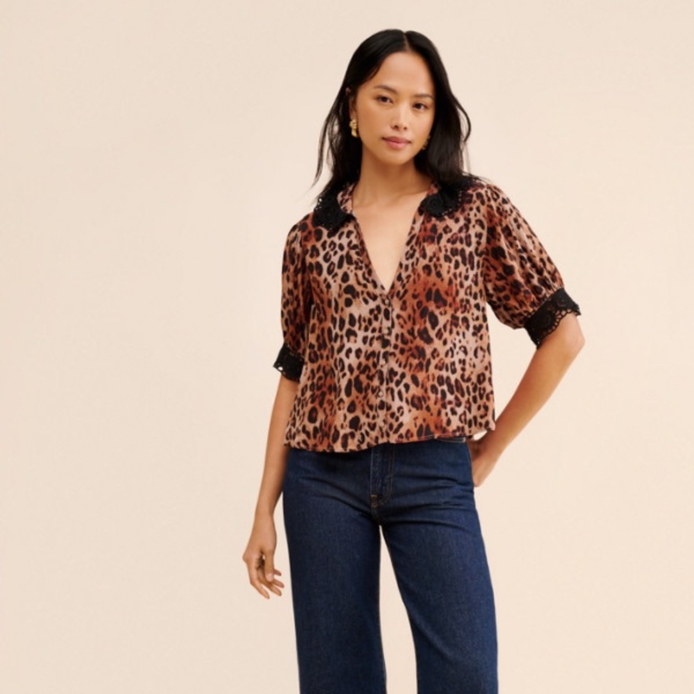 Free People My Love Printed Blouse in Leopard - Picture 4 of 14